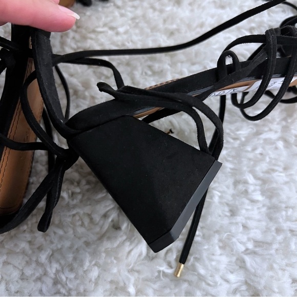 Asos Design Square toe tie leg block heeled Women’s Heels Black SZ US 9 LKNW - Picture 6 of 10